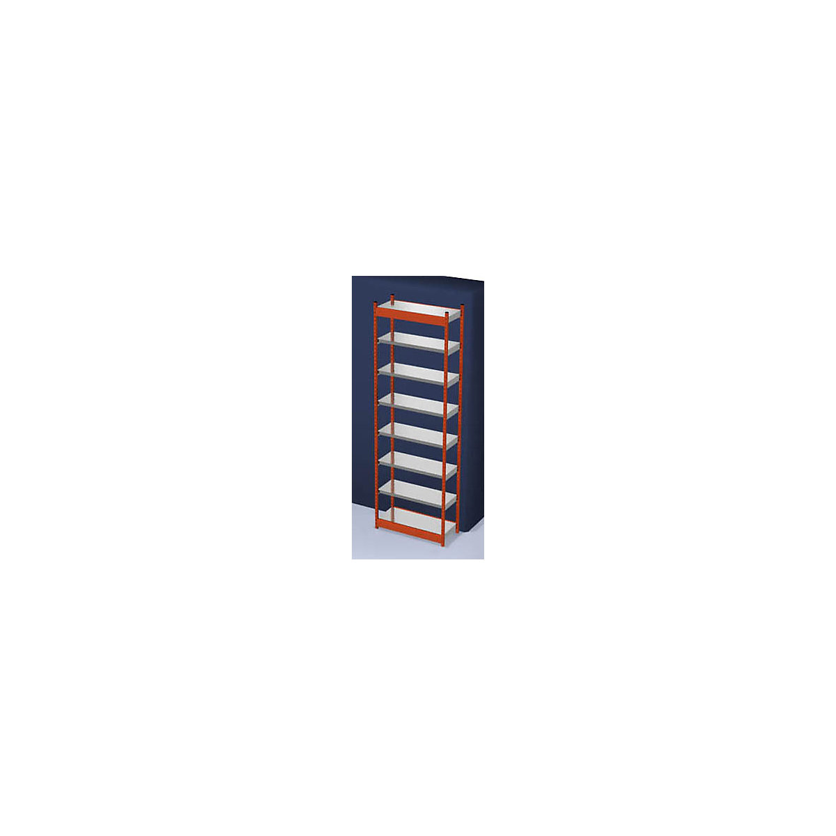 Scaffale a innesto stabile, con 1 lato utile – hofe, altezza scaffale 3000 mm, arancio / zincato, larghezza ripiani 1025 mm, sc. base, larghezza x profondità 1025 x 400 mm-0