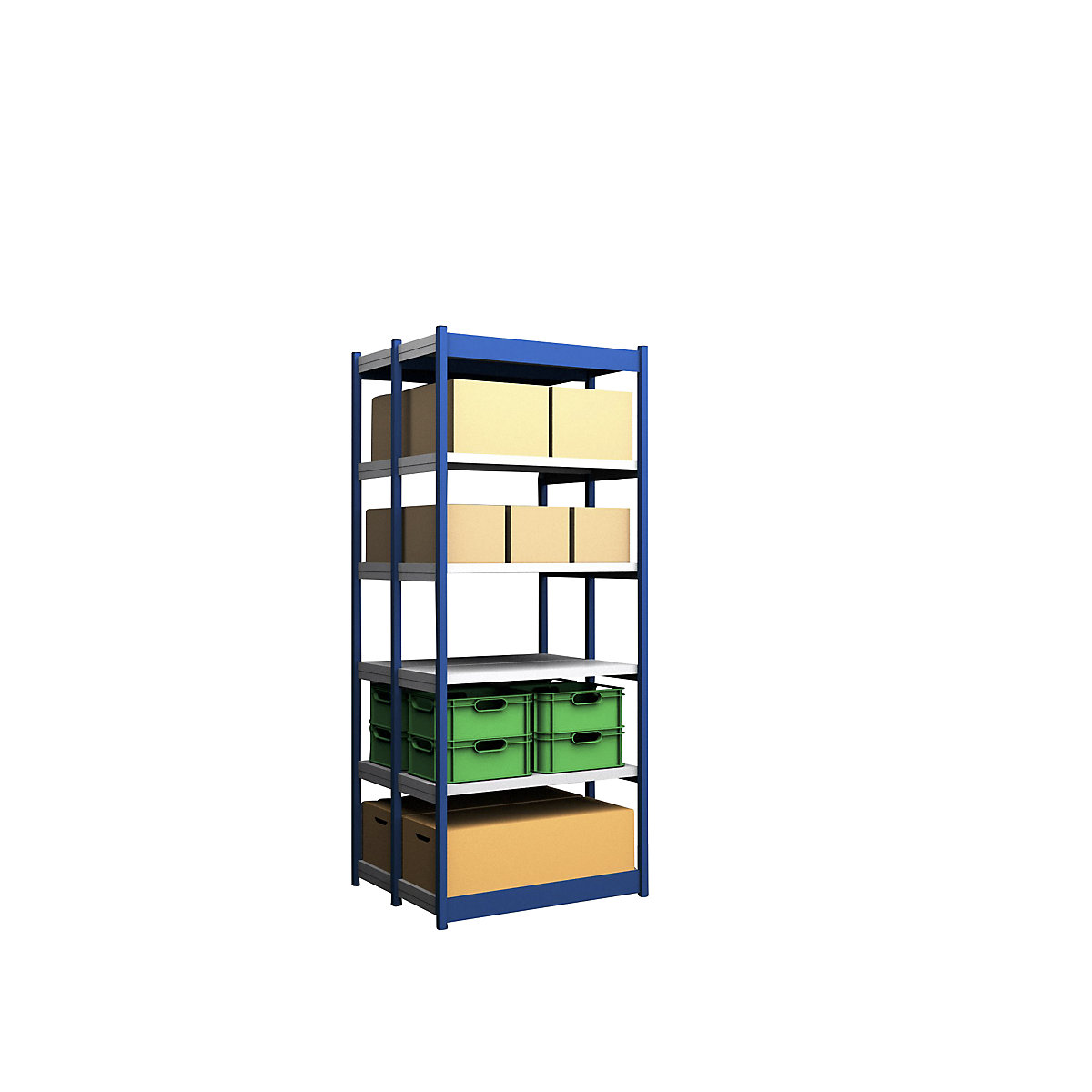 Scaffale a innesto stabile, con 2 lati utili – hofe, altezza scaffale 2500 mm, blu / zincato, larghezza ripiani 1025 mm, sc. base, larghezza x profondità 1025 x 400 mm-0