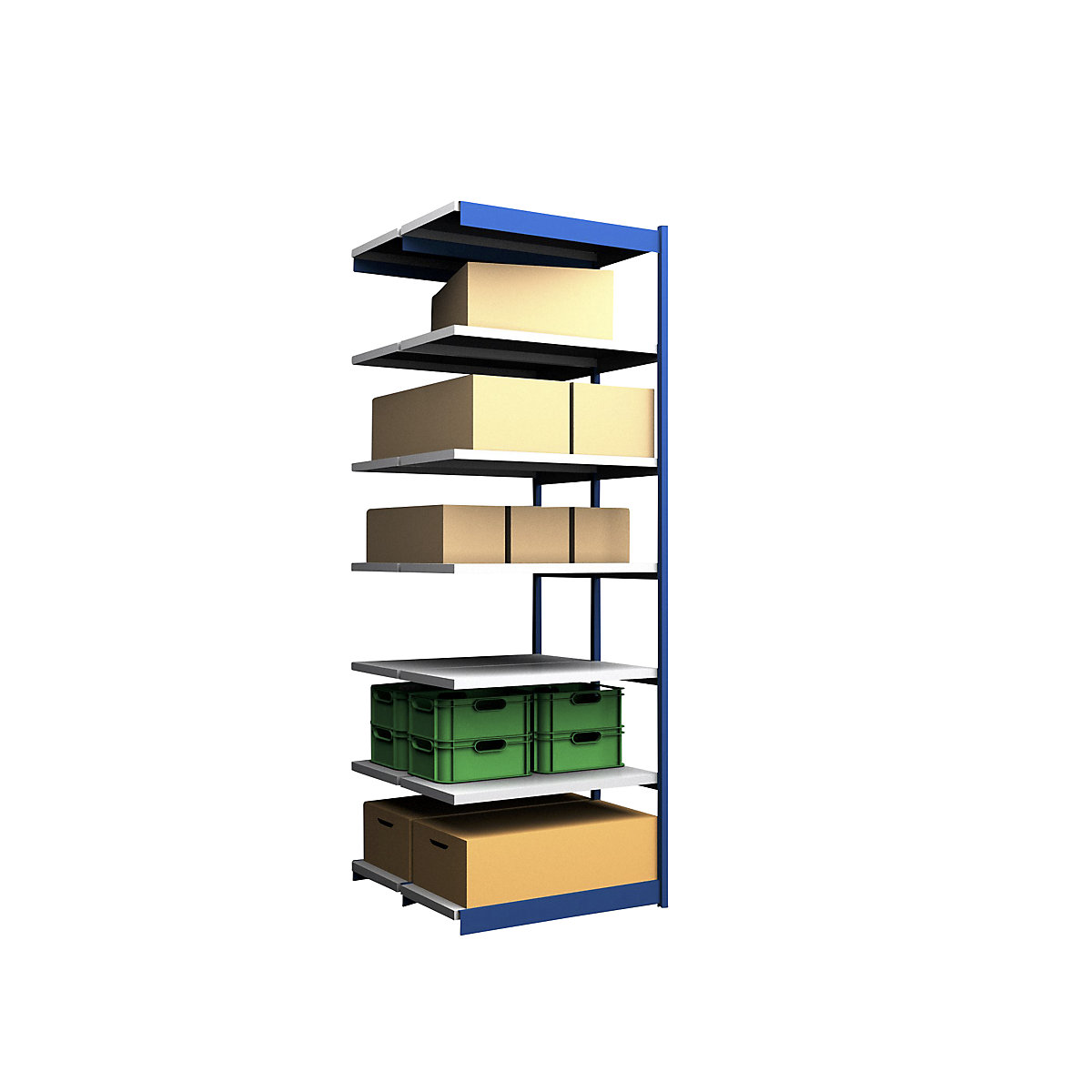 Scaffale a innesto stabile, con 2 lati utili – hofe, altezza scaffale 3000 mm, blu / zincato, larghezza ripiani 1025 mm, sc. aggiuntivo, larghezza x profondità 1025 x 500 mm-0