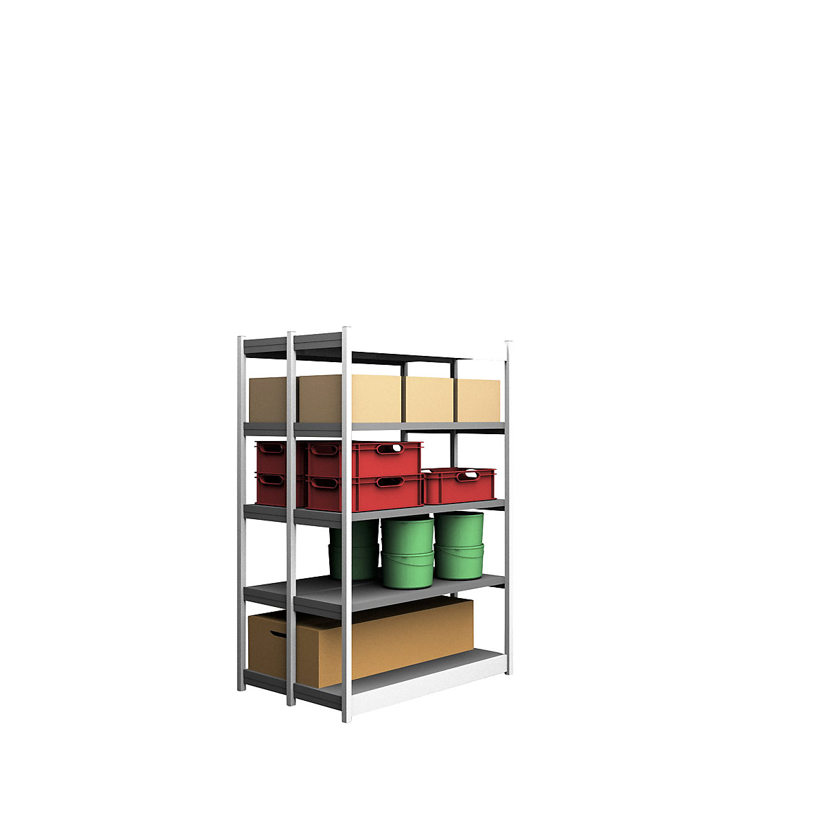 Scaffale a innesto stabile, con 2 lati utili – hofe, altezza scaffale 2000 mm, grigio chiaro / zincato, larghezza ripiani 1325 mm, sc. base, larghezza x profondità 1325 x 400 mm-0