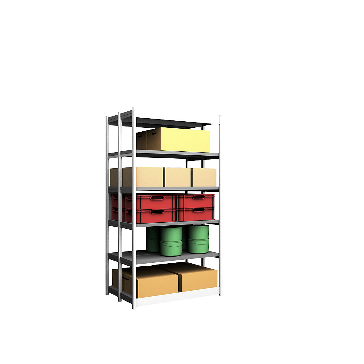 Scaffale a innesto stabile, con 2 lati utili – hofe, altezza scaffale 2500 mm, grigio chiaro / zincato, larghezza ripiani 1325 mm, sc. base, larghezza x profondità 1325 x 400 mm-0