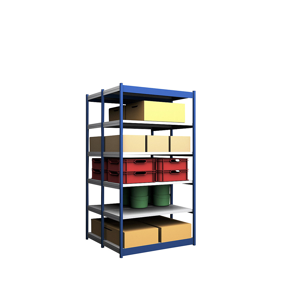 Scaffale a innesto stabile, con 2 lati utili – hofe, altezza scaffale 2500 mm, blu / zincato, larghezza ripiani 1325 mm, sc. base, larghezza x profondità 1325 x 600 mm-0