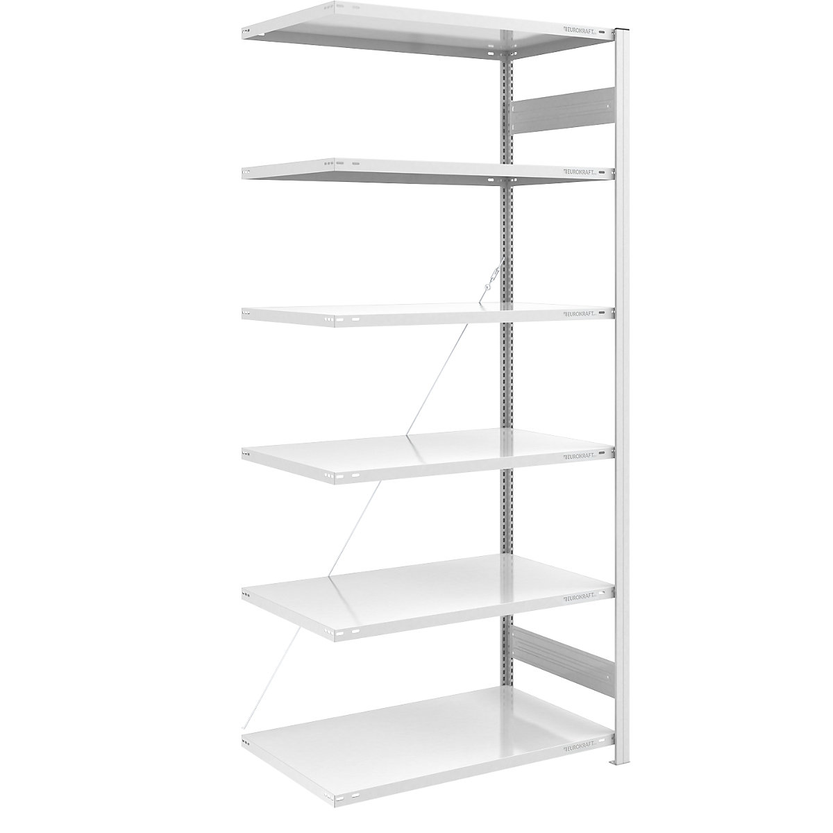 Scaffale a innesto, struttura leggera – eurokraft pro, monofacciale, alt. x largh. x prof. 2500 x 1000 x 800 mm, grigio, scaffale aggiuntivo-197