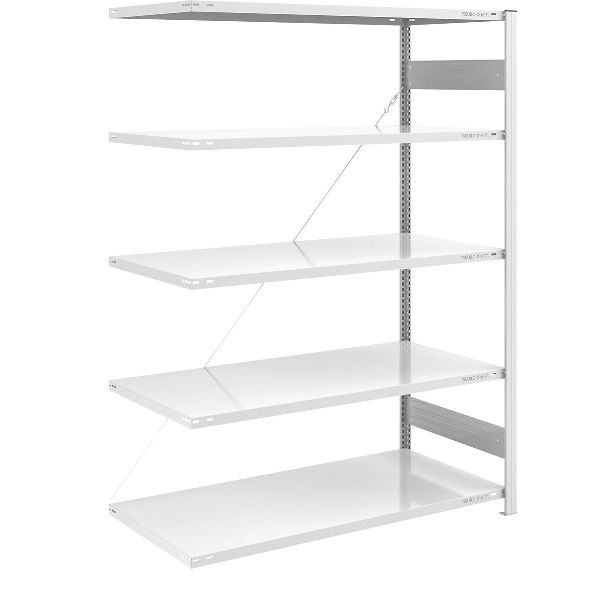 Scaffale a innesto, struttura leggera – eurokraft pro, monofacciale, alt. x largh. x prof. 2000 x 1300 x 800 mm, grigio, scaffale aggiuntivo-81