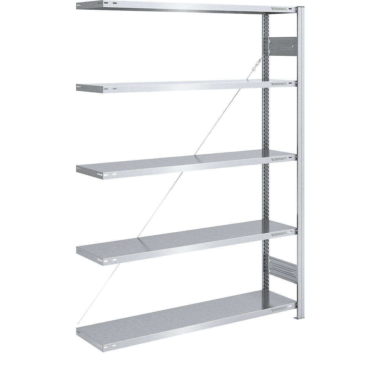 Scaffale a innesto, struttura leggera – eurokraft pro, monofacciale, alt. x largh. x prof. 2000 x 1300 x 400 mm, zincato, scaffale aggiuntivo-237