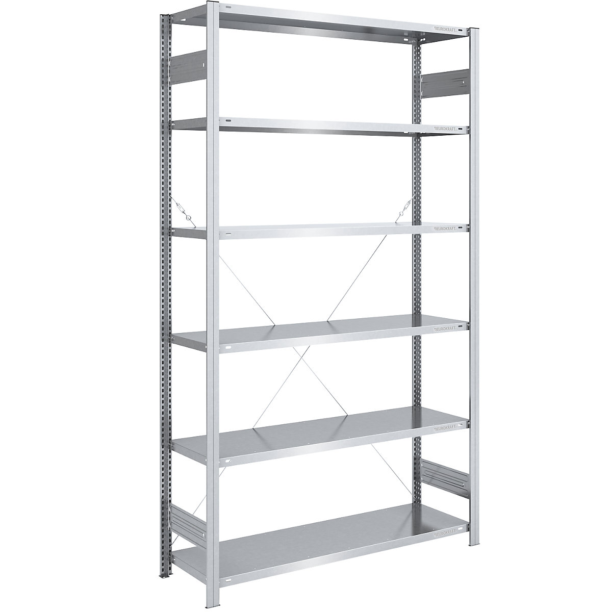 Scaffale a innesto, struttura leggera – eurokraft pro, monofacciale, alt. x largh. x prof. 2500 x 1300 x 500 mm, zincato, scaffale base-100