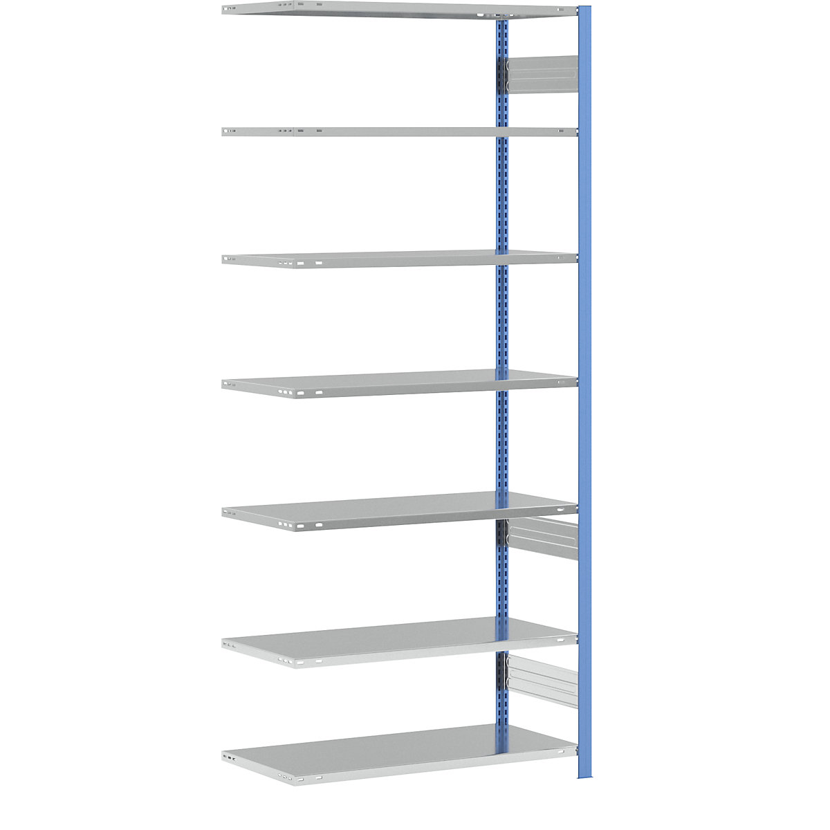 Scaffale a innesto, struttura leggera – eurokraft pro, monofacciale, alt. x largh. x prof. 3000 x 1300 x 600 mm, blu/zincato, scaffale aggiuntivo-239