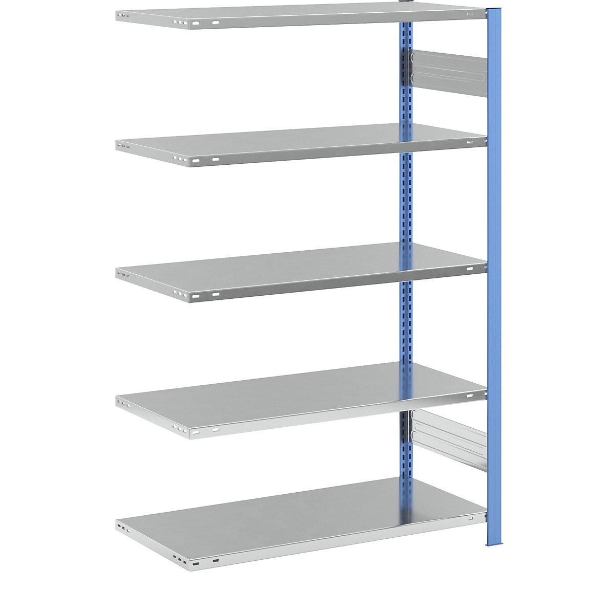 Scaffale a innesto, struttura leggera – eurokraft pro, monofacciale, alt. x largh. x prof. 2000 x 1300 x 600 mm, blu/zincato, scaffale aggiuntivo-84