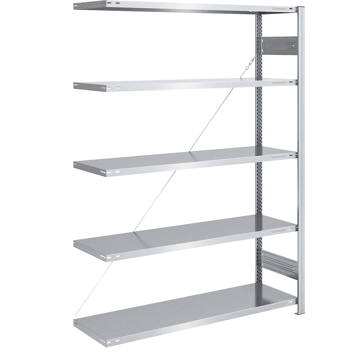 Scaffale lungo a innesto, zincato – eurokraft pro, altezza 2000 mm, portata campata 1600 kg, scaffale aggiuntivo, largh. x prof. 1300 x 500 mm-0