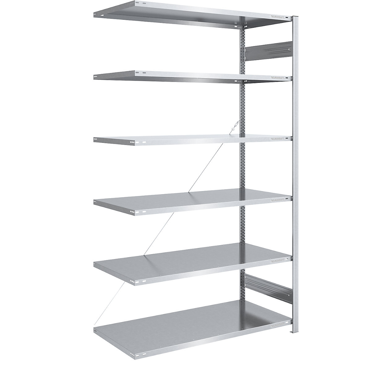 Scaffale lungo a innesto, zincato – eurokraft pro, altezza 2500 mm, portata campata 1000 kg, scaffale aggiuntivo, largh. x prof. 1300 x 800 mm-0