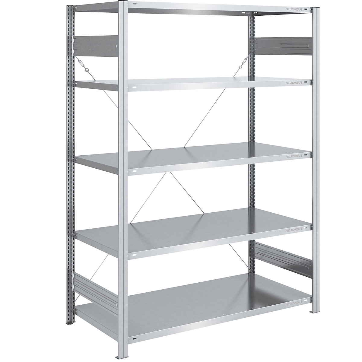 Scaffale lungo a innesto, zincato – eurokraft pro, altezza 2000 mm, portata campata 1600 kg, scaffale portante, largh. x prof. 1300 x 800 mm-0