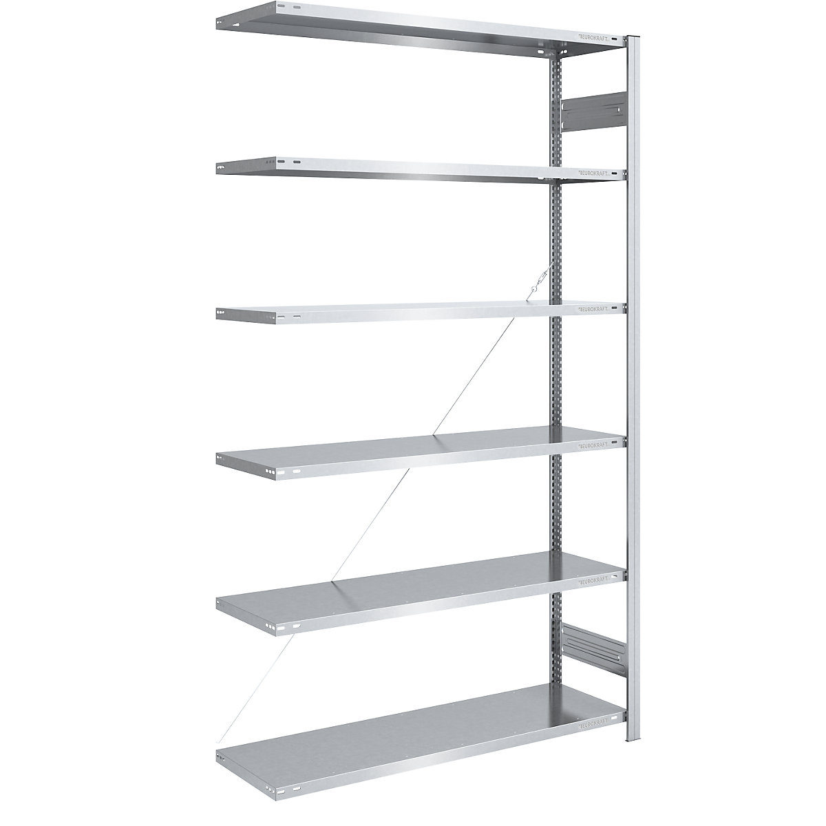 Scaffale lungo a innesto, zincato – eurokraft pro, altezza 2500 mm, portata campata 1000 kg, scaffale aggiuntivo, largh. x prof. 1300 x 500 mm-0