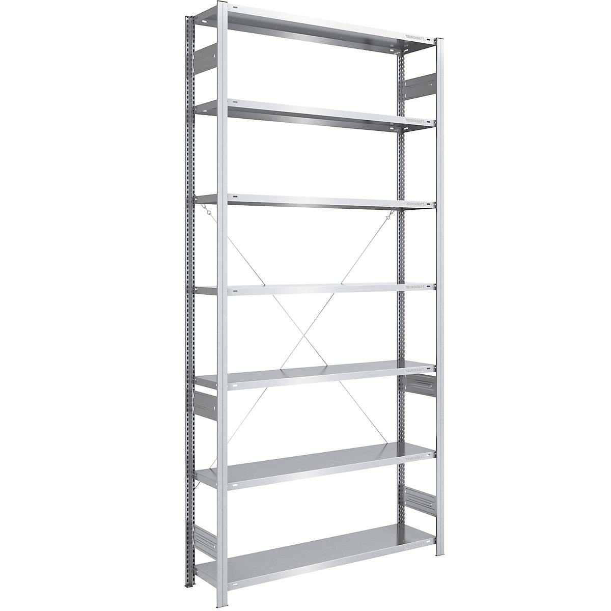 Scaffale lungo a innesto, zincato – eurokraft pro, altezza 3000 mm, portata campata 1700 kg, scaffale portante, largh. x prof. 1300 x 400 mm-0