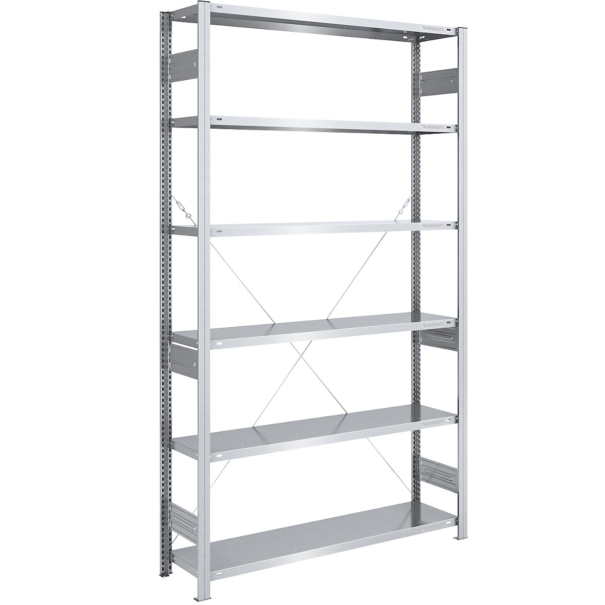 Scaffale lungo a innesto, zincato – eurokraft pro, altezza 2500 mm, portata campata 2500 kg, scaffale portante, largh. x prof. 1300 x 400 mm-0