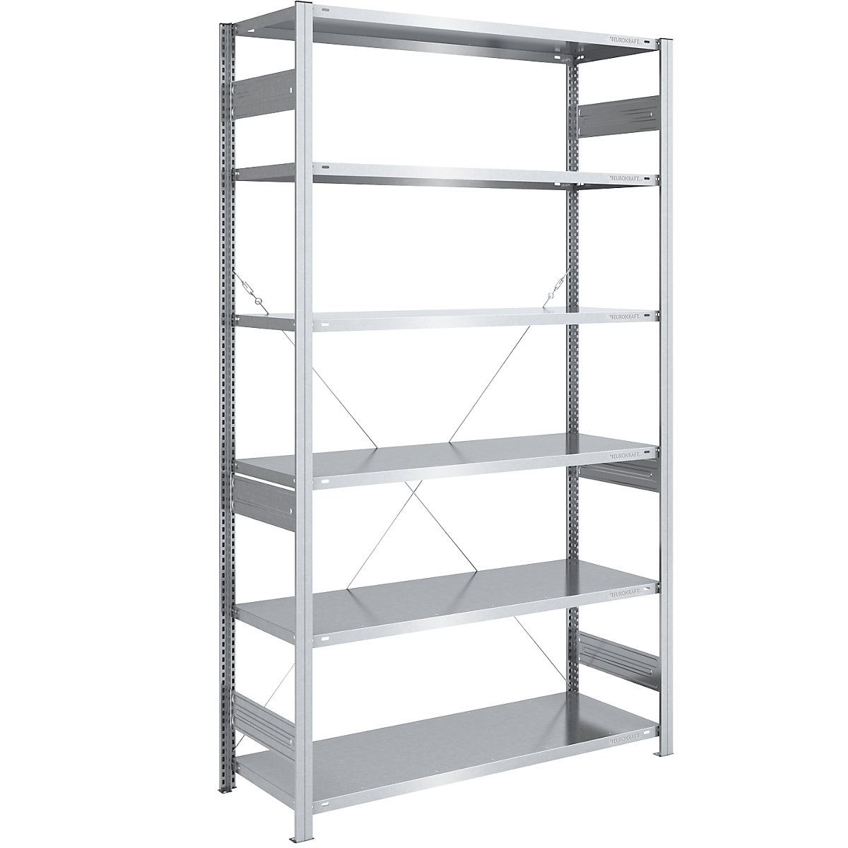 Scaffale lungo a innesto, zincato – eurokraft pro, altezza 2500 mm, portata campata 2500 kg, scaffale portante, largh. x prof. 1300 x 600 mm-0