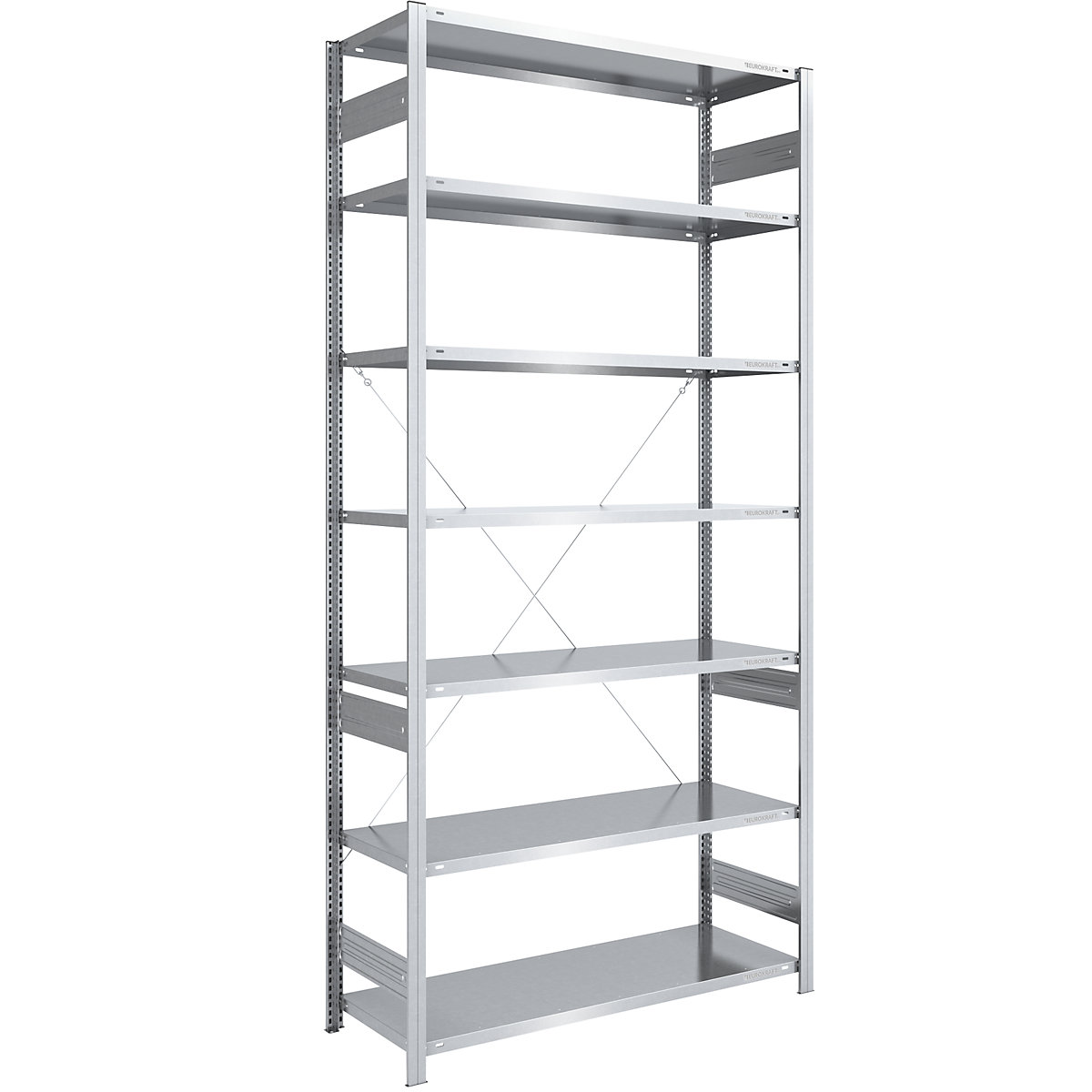 Scaffale lungo a innesto, zincato – eurokraft pro, altezza 3000 mm, portata campata 1700 kg, versione leggera, scaffale portante, largh. x prof. 1300 x 600 mm-0
