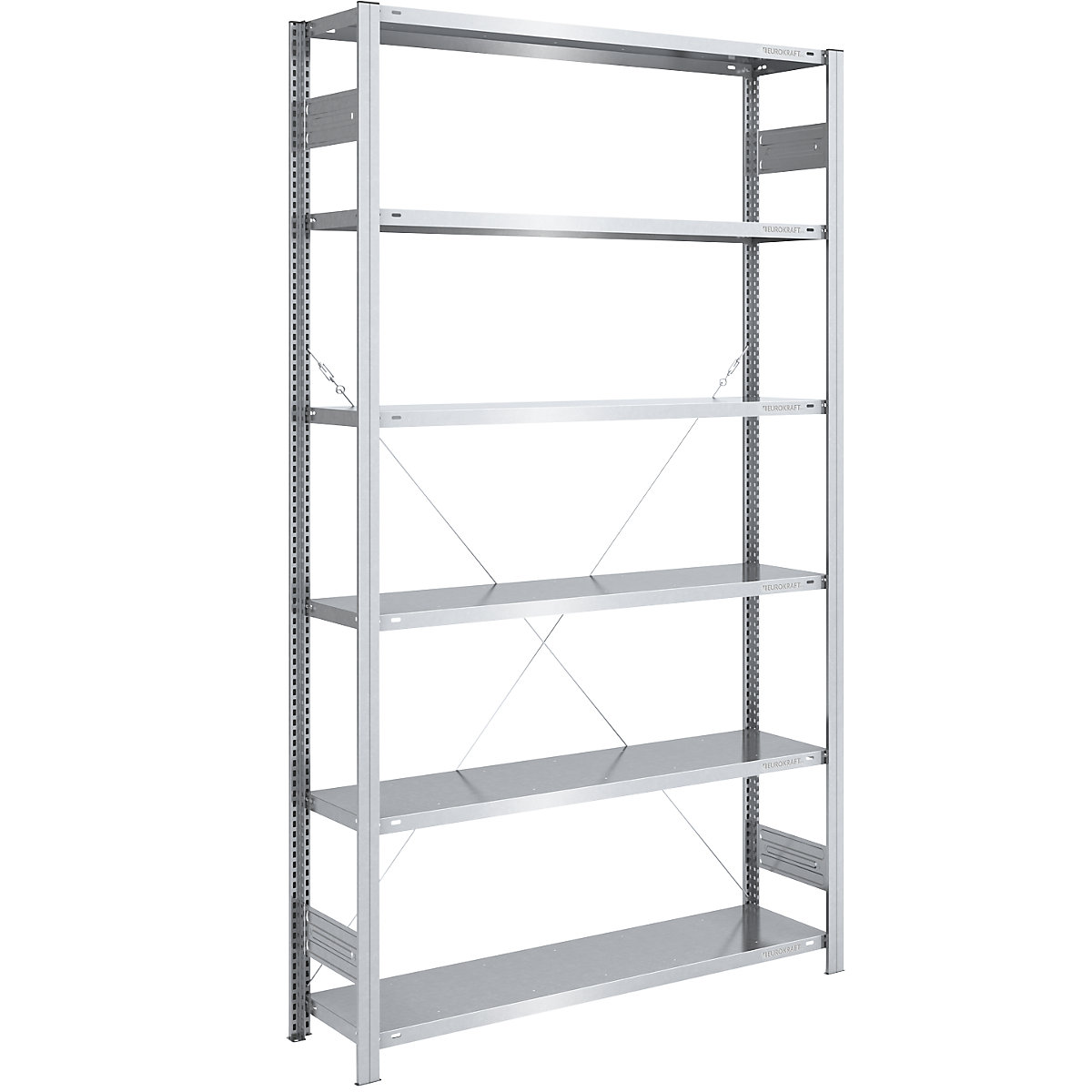 Scaffale lungo a innesto, zincato – eurokraft pro, altezza 2500 mm, portata campata 1000 kg, scaffale portante, largh. x prof. 1300 x 400 mm-0