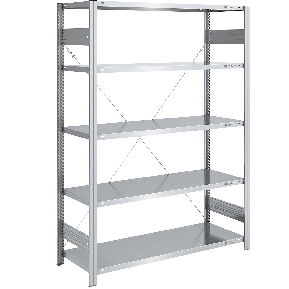 Scaffale lungo a innesto, zincato – eurokraft pro, altezza 2000 mm, portata campata 1600 kg, versione leggera, scaffale portante, largh. x prof. 1300 x 600 mm-0