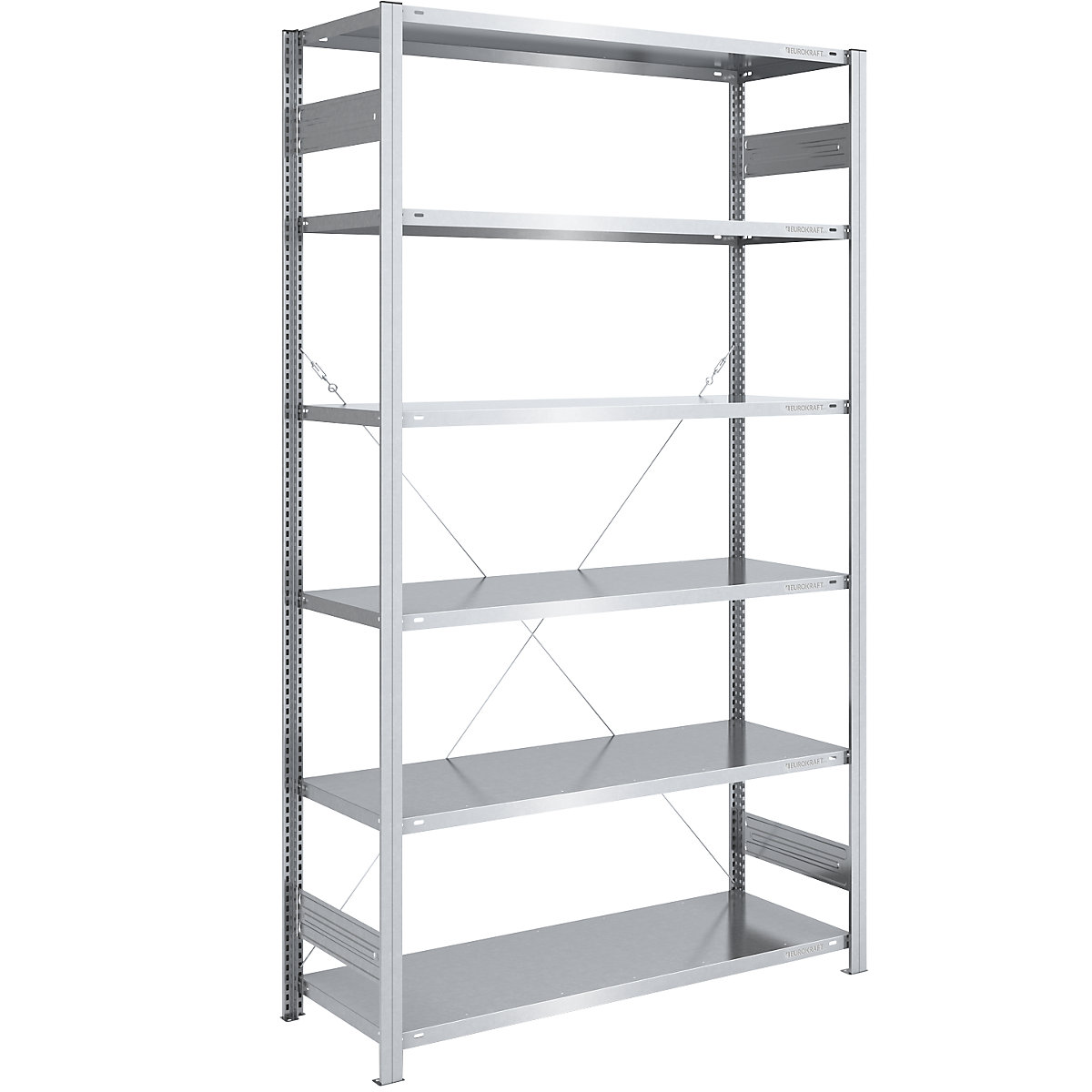 Scaffale lungo a innesto, zincato – eurokraft pro, altezza 2500 mm, portata campata 1000 kg, scaffale portante, largh. x prof. 1300 x 600 mm-0