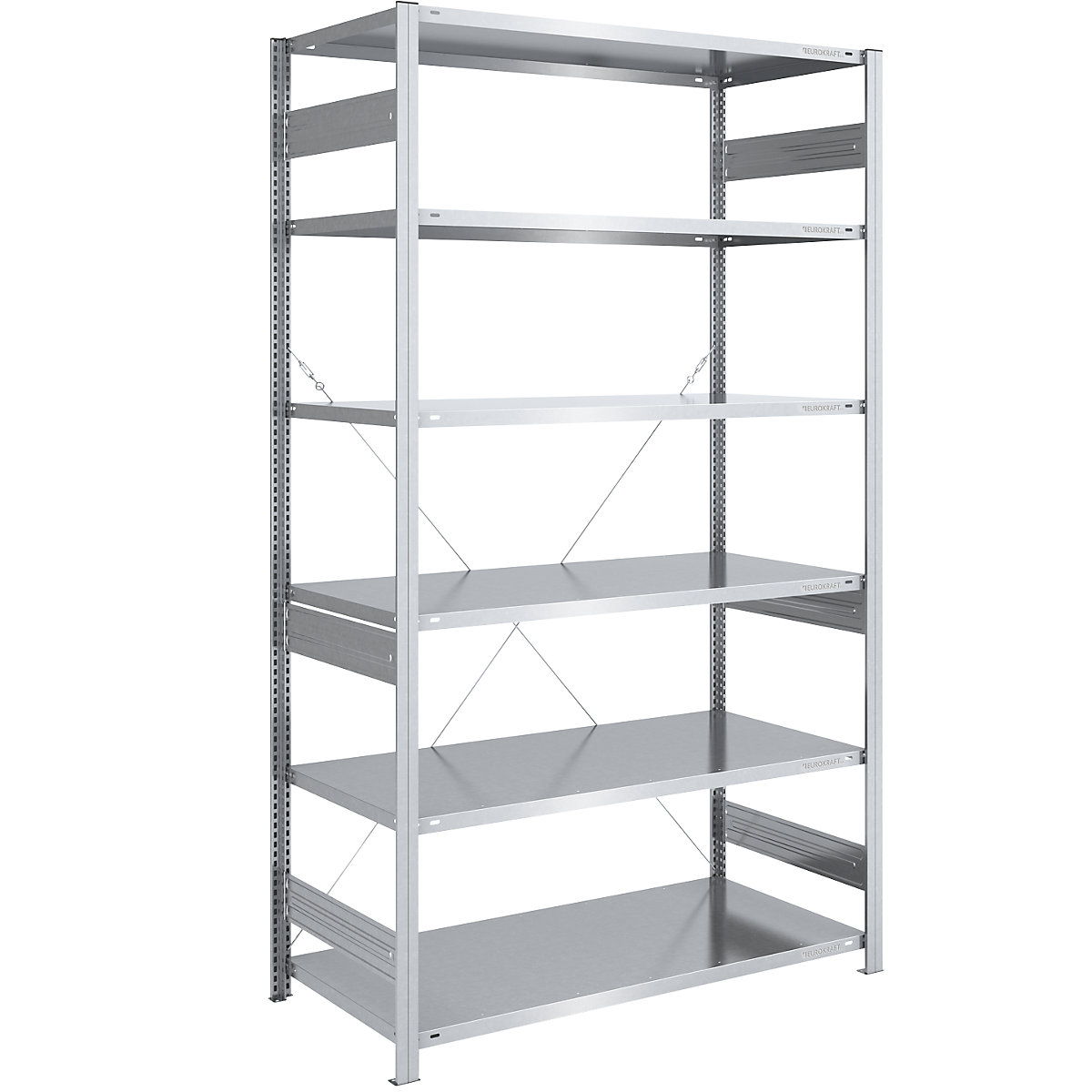 Scaffale lungo a innesto, zincato – eurokraft pro, altezza 2500 mm, portata campata 2500 kg, scaffale portante, largh. x prof. 1300 x 800 mm-0