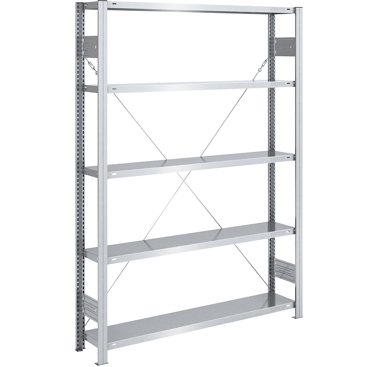 Scaffale lungo a innesto, zincato – eurokraft pro, altezza 2000 mm, portata campata 1600 kg, versione leggera, scaffale portante, largh. x prof. 1300 x 300 mm-0