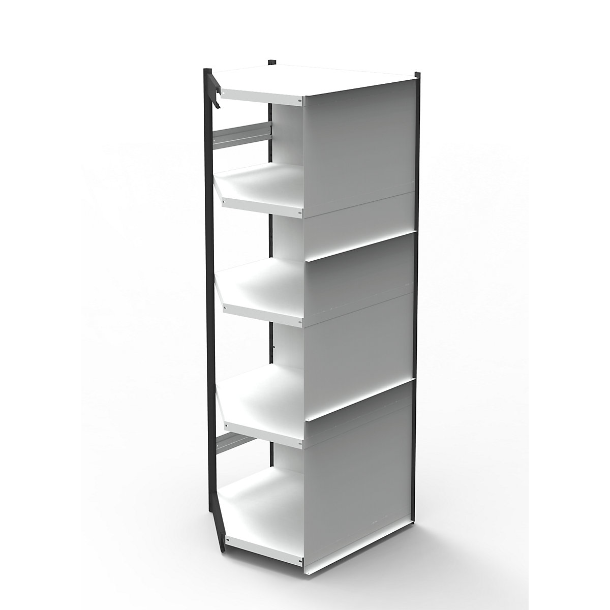 Scaffale modulare per ufficio, con parete posteriore, altezza scaffale 1900 mm, sc. aggiuntivo angolare, larghezza x profondità 670 x 300 mm-0