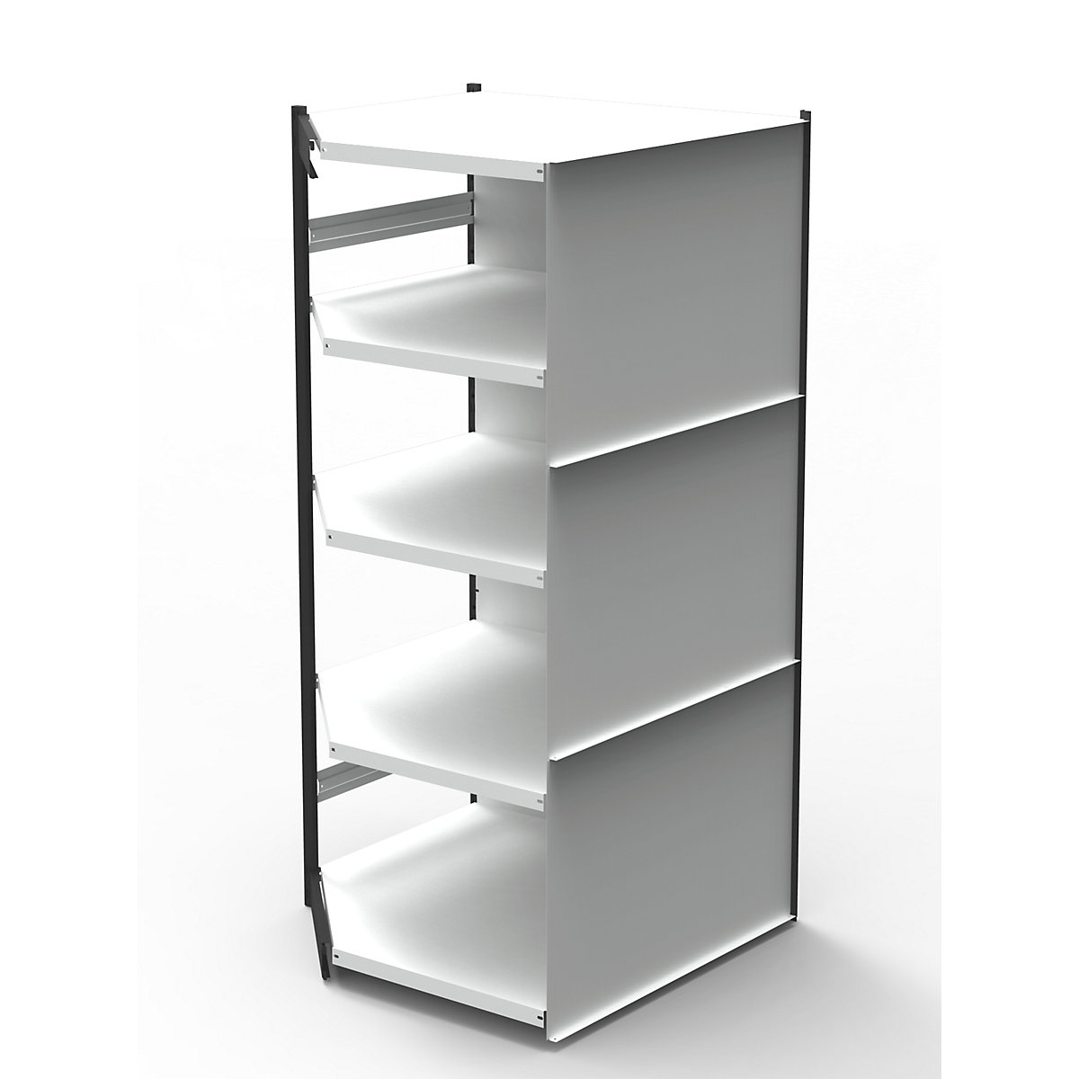 Scaffale modulare per ufficio, con parete posteriore, altezza scaffale 1900 mm, sc. aggiuntivo angolare, larghezza x profondità 870 x 500 mm-0