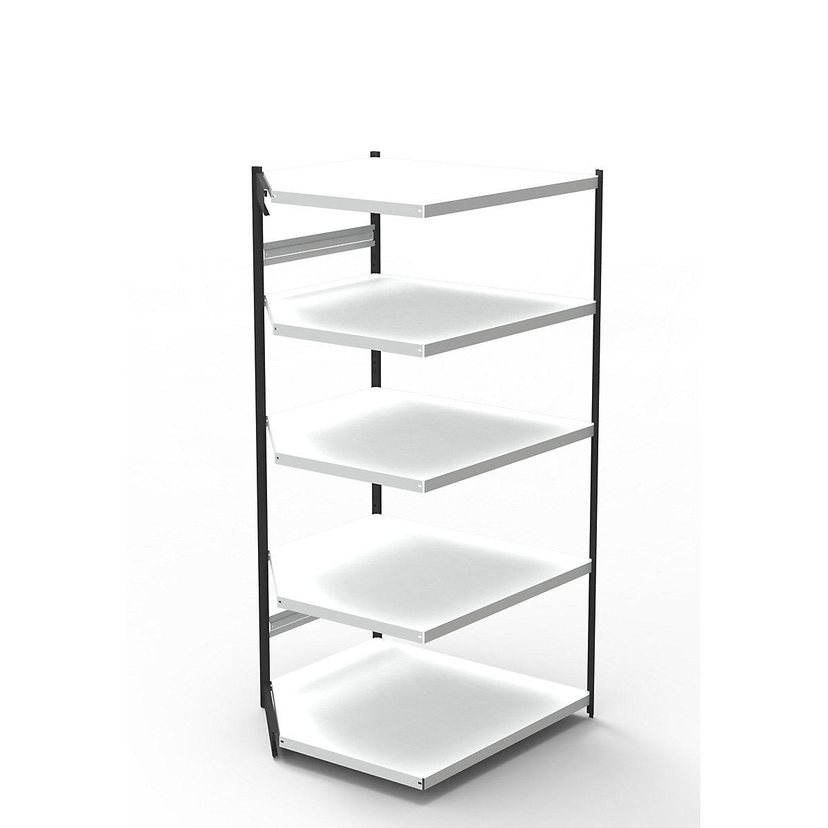 Scaffale modulare per ufficio, senza parete posteriore, altezza scaffale 1900 mm, sc. aggiuntivo angolare, larghezza x profondità 870 x 500 mm-0