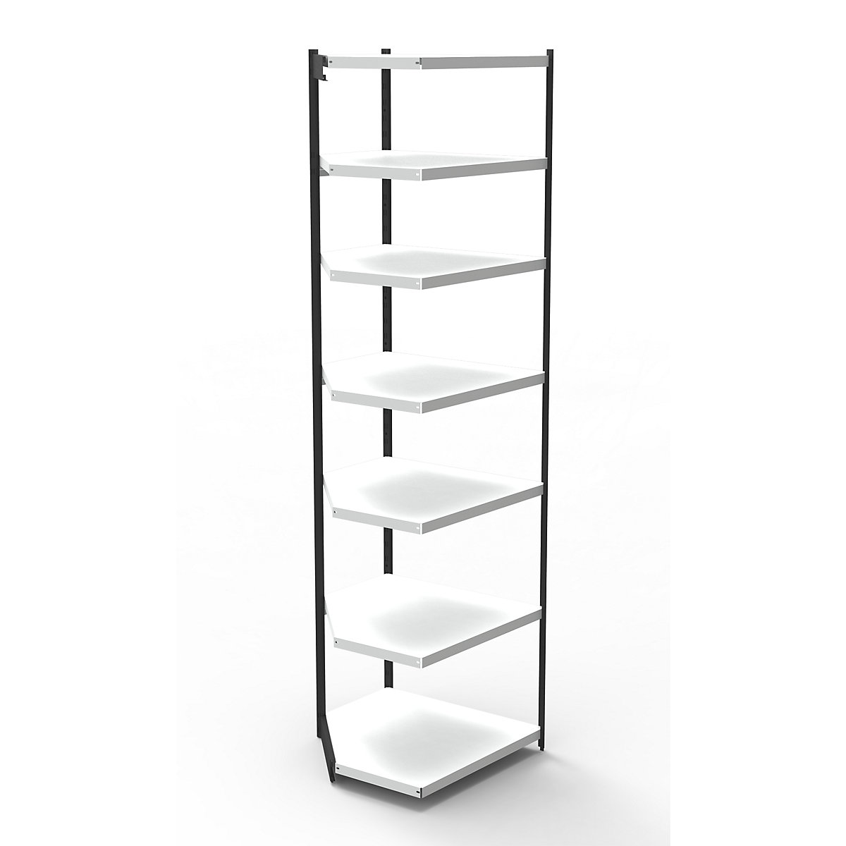 Scaffale modulare per ufficio, senza parete posteriore, altezza scaffale 2600 mm, sc. aggiuntivo angolare, larghezza x profondità 670 x 300 mm-0