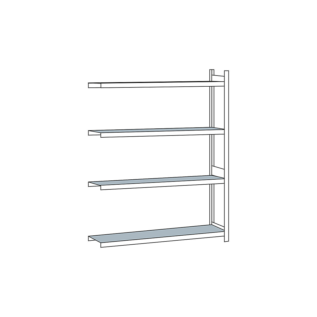 Scaffale a ripiani lunghi con piano in acciaio, altezza 2500 mm – SCHULTE