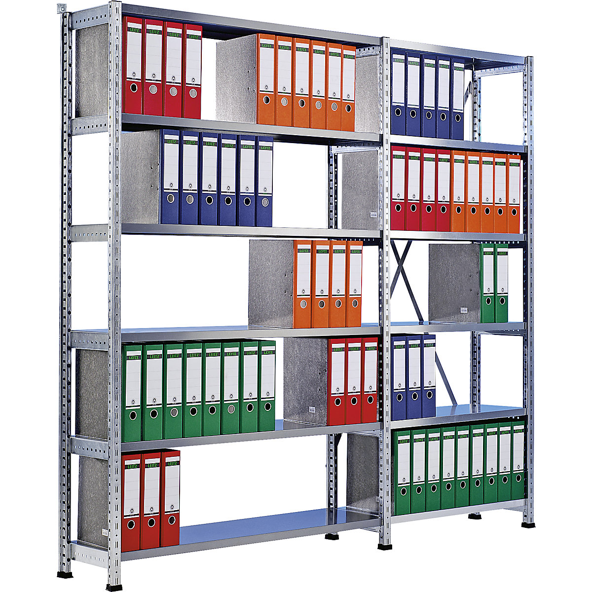 Scaffale a innesto per archivio, zincato, altezza 2280 mm, su un lato, largh. x prof. ripiano 800 x 300 mm, struttura di base-0