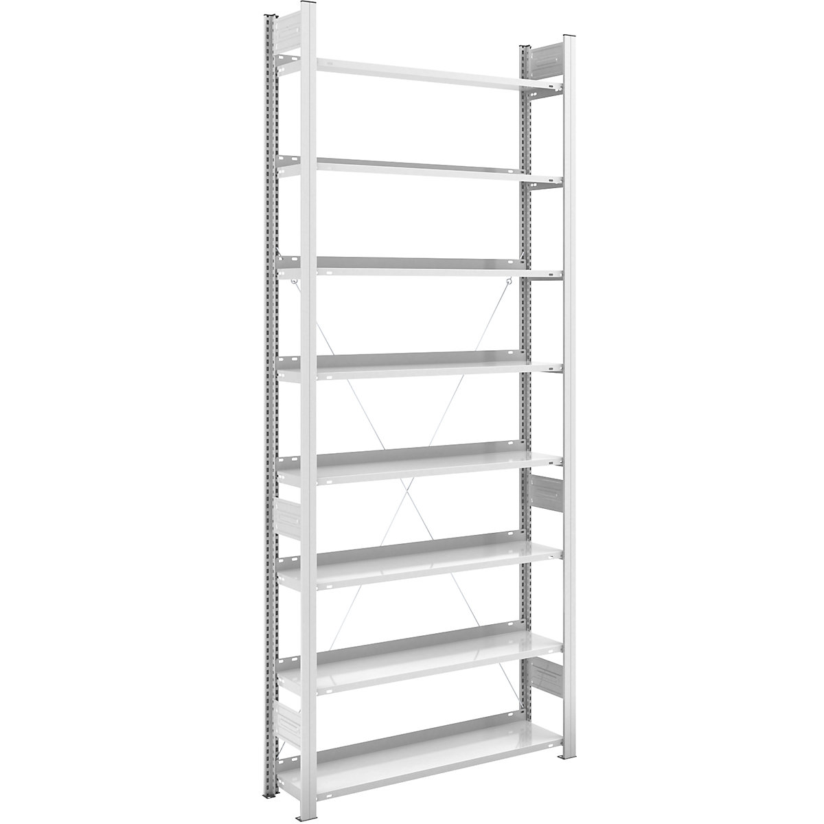 Scaffale a innesto portadocumenti, RAL 7035 – hofe, altezza scaffale 2700 mm, 1 lato utile, portante, largh. x prof. 1000 x 300 mm-0