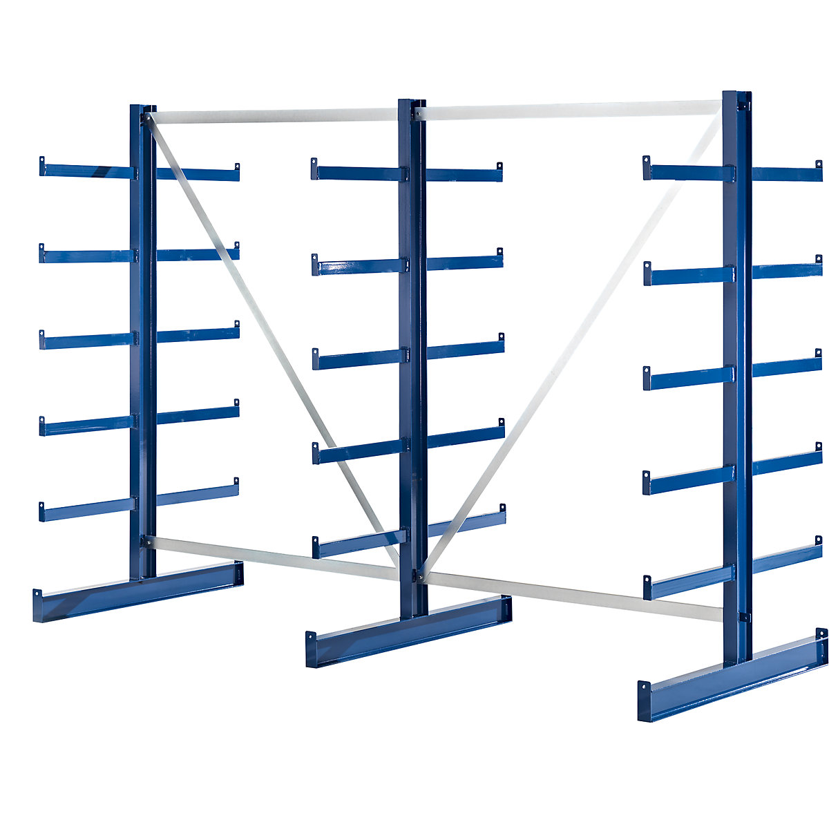 Scaffali con bracci a sbalzo di pari lunghezza – eurokraft pro, lunghezza scaffale 2700 mm, due lati utili, blu genziana-0