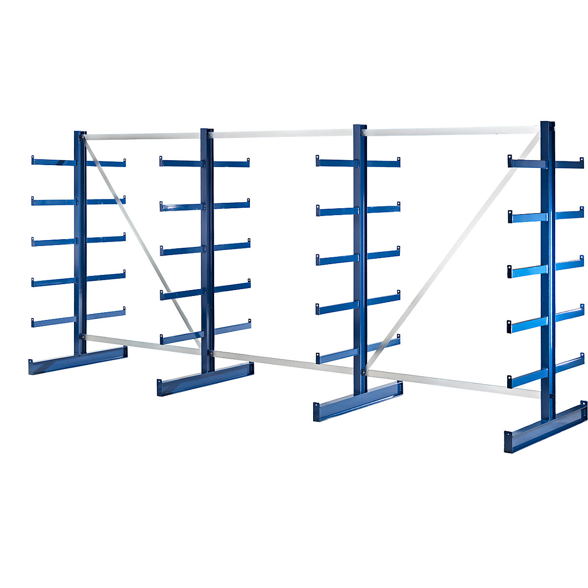 Scaffali con bracci a sbalzo di pari lunghezza – eurokraft pro, lunghezza scaffale 4050 mm, due lati utili, blu genziana-0
