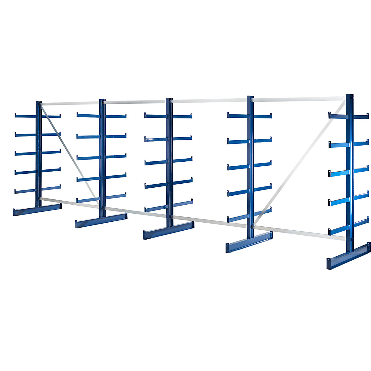 Scaffali con bracci a sbalzo di pari lunghezza – eurokraft pro, lunghezza scaffale 5400 mm, due lati utili, blu genziana-0