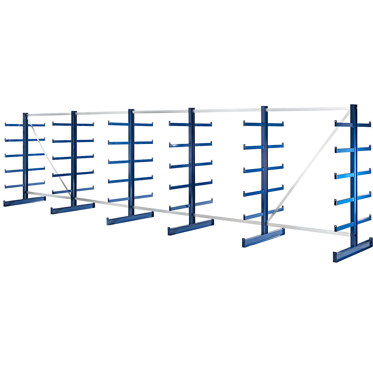Scaffali con bracci a sbalzo di pari lunghezza – eurokraft pro, lunghezza scaffale 6750 mm, due lati utili, blu genziana-0