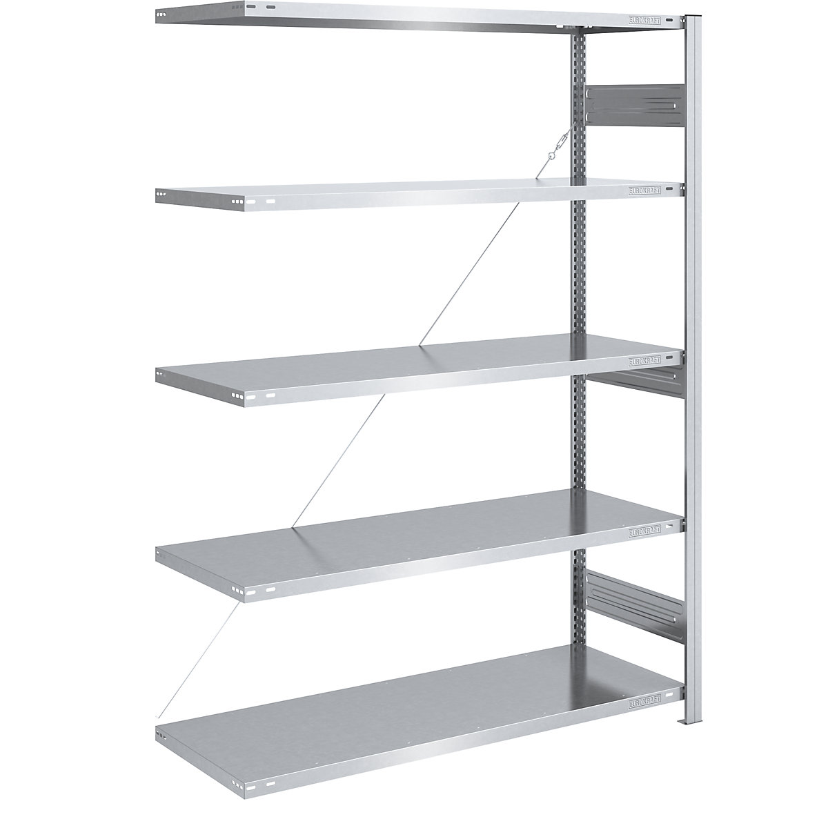 Scaffale a innesto per carichi pesanti, zincato – eurokraft pro, altezza scaffale 2000 mm, scaffale aggiuntivo, largh. x prof. 1300 x 600 mm-0