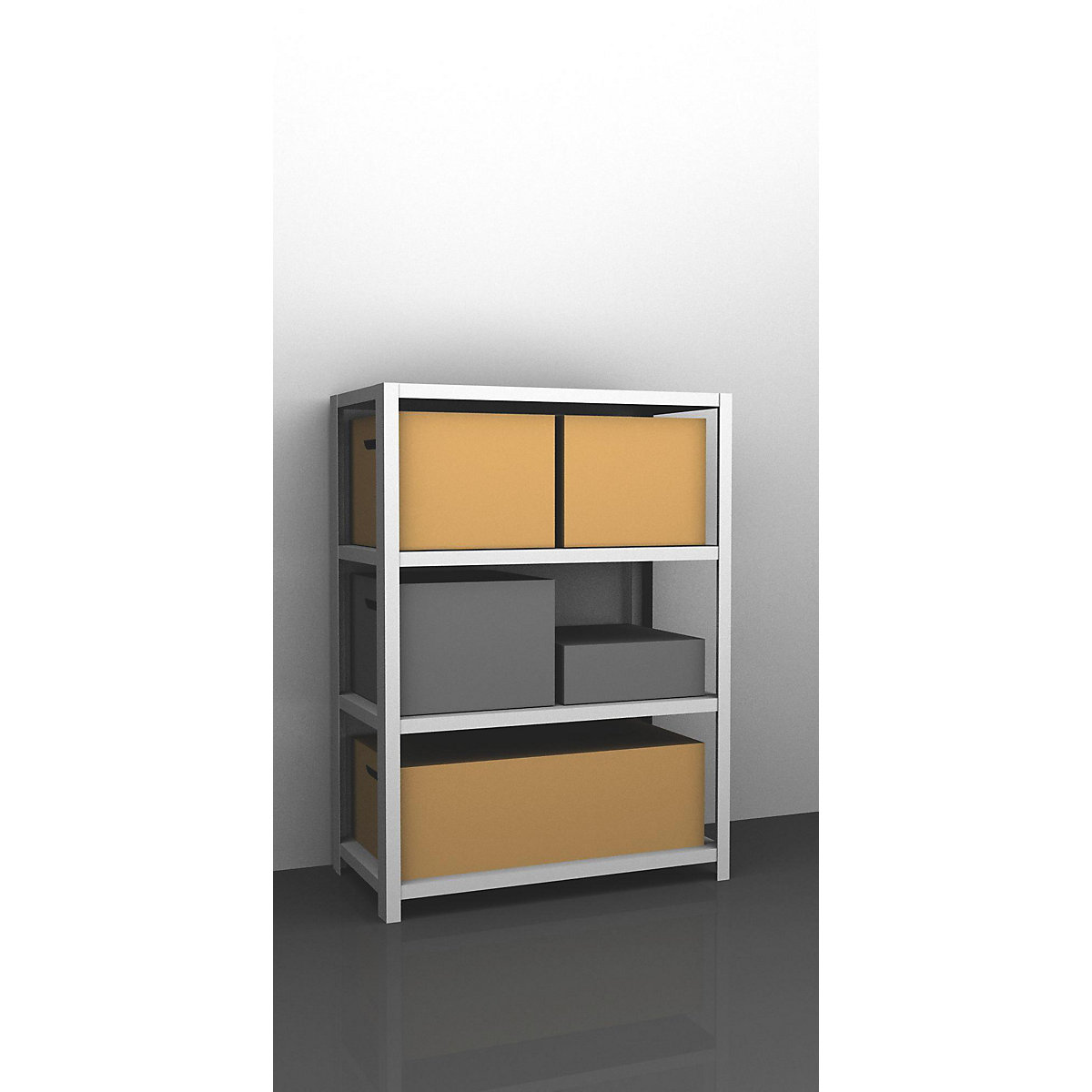 Scaffale a vite per carichi pesanti, grigio chiaro RAL 7035 – eurokraft pro, altezza scaffale 1500 mm, sc. base, larghezza x profondità 1300 x 600 mm-0