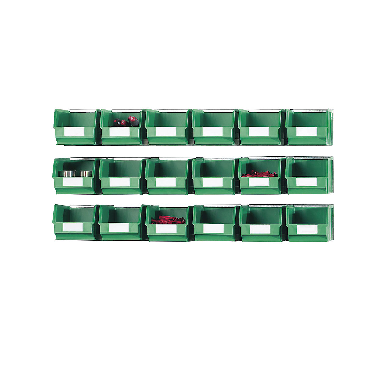 Set di guide di supporto con cassettine, 3 guide, 18 cassette, verde-0