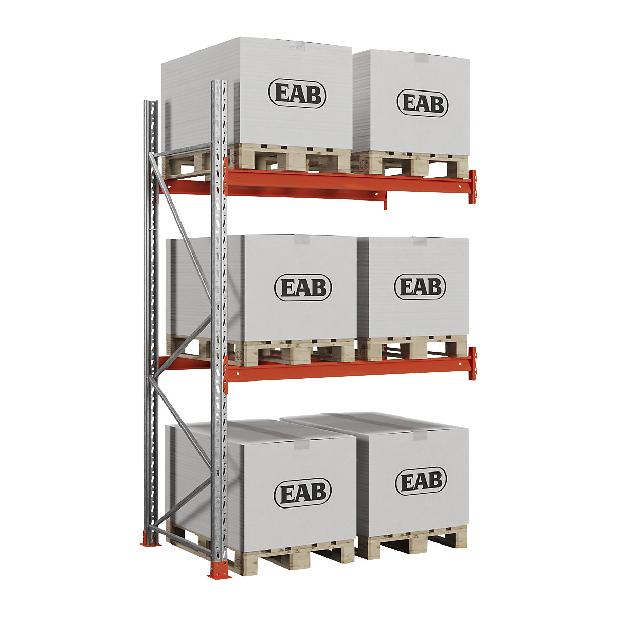Scaffalatura portapallet, zincato/arancione, alt. x largh. x prof. 3000 x 1940 x 1100 mm, portata ripiani 2000 kg, scaffale aggiuntivo-0