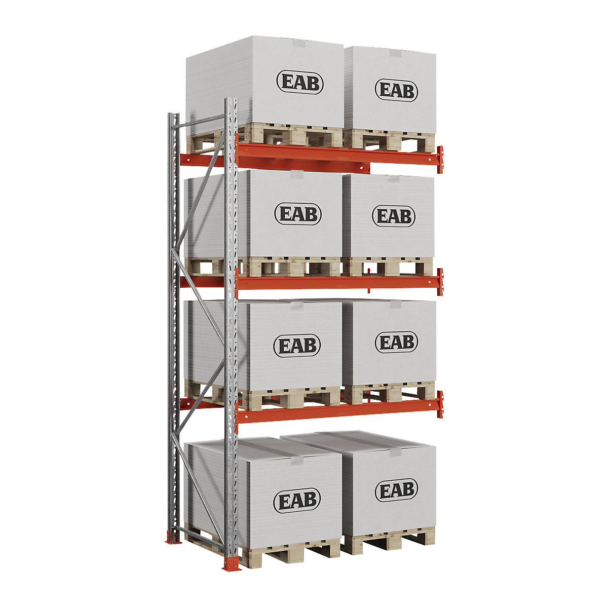 Scaffalatura portapallet, zincato/arancione, alt. x largh. x prof. 3500 x 1940 x 1100 mm, portata ripiani 2000 kg, scaffale aggiuntivo-0