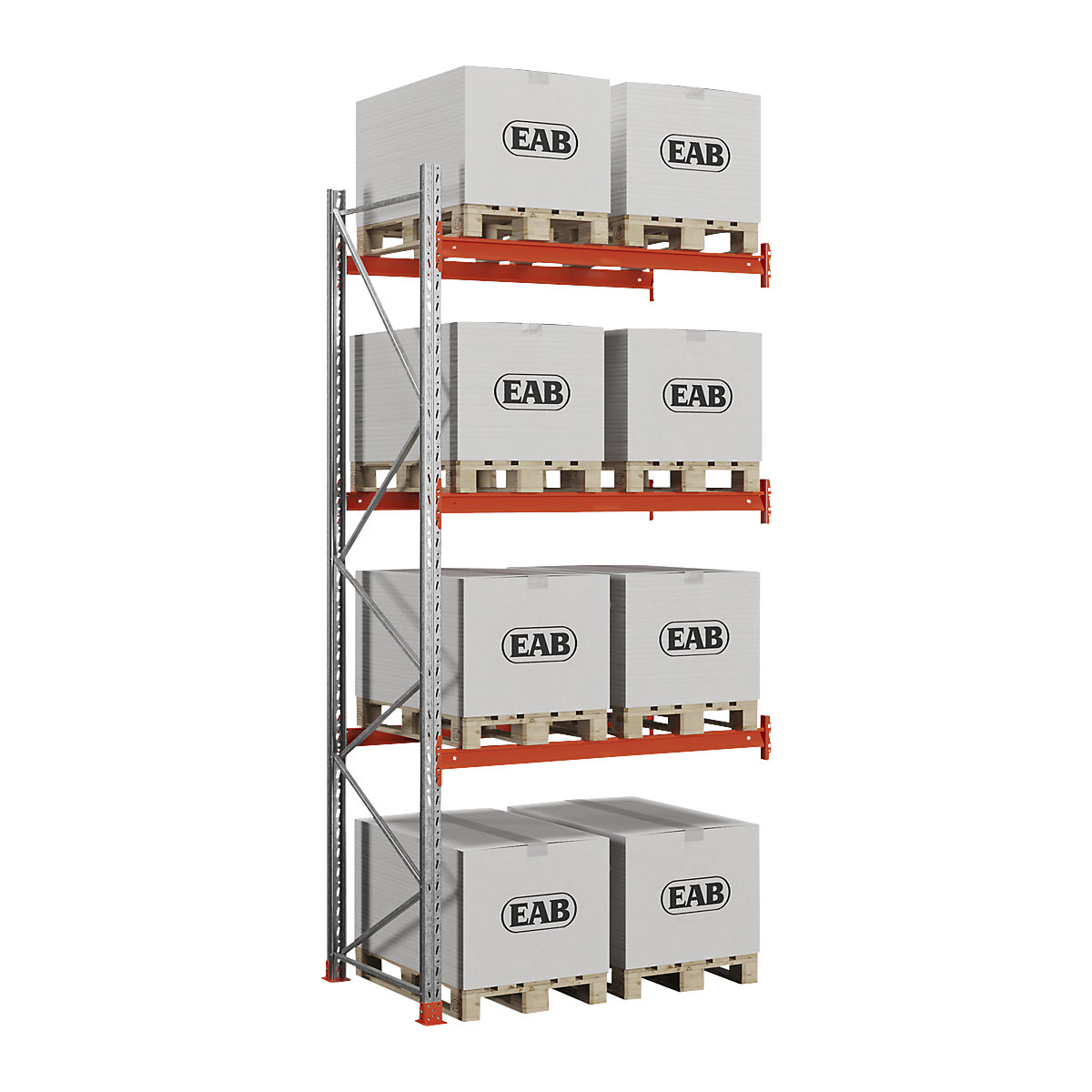 Scaffalatura portapallet, zincato/arancione, alt. x largh. x prof. 4000 x 1940 x 1100 mm, portata ripiani 2000 kg, scaffale aggiuntivo-0