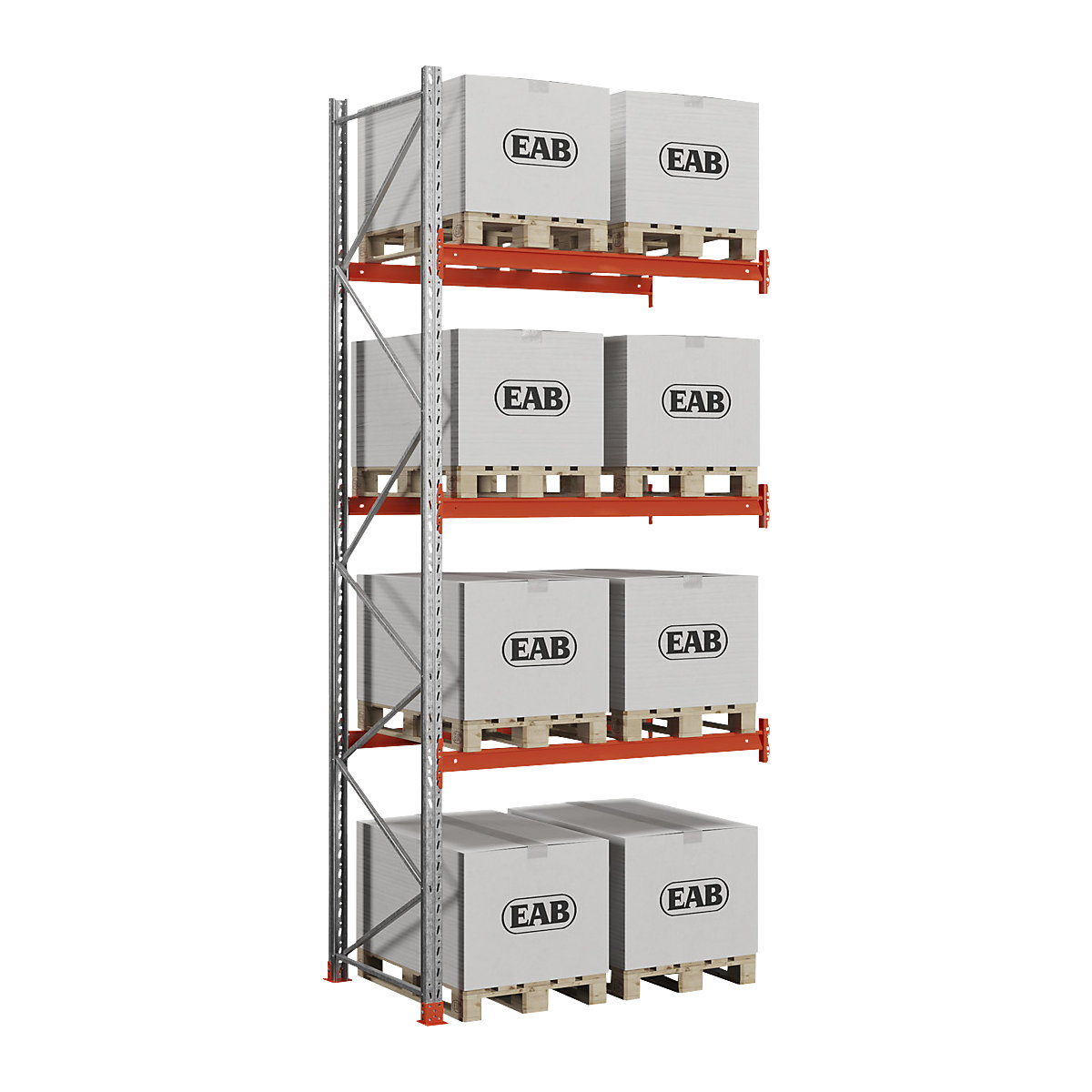 Scaffalatura portapallet, zincato/arancione, alt. x largh. x prof. 4500 x 1940 x 1100 mm, portata ripiani 2000 kg, scaffale aggiuntivo-0