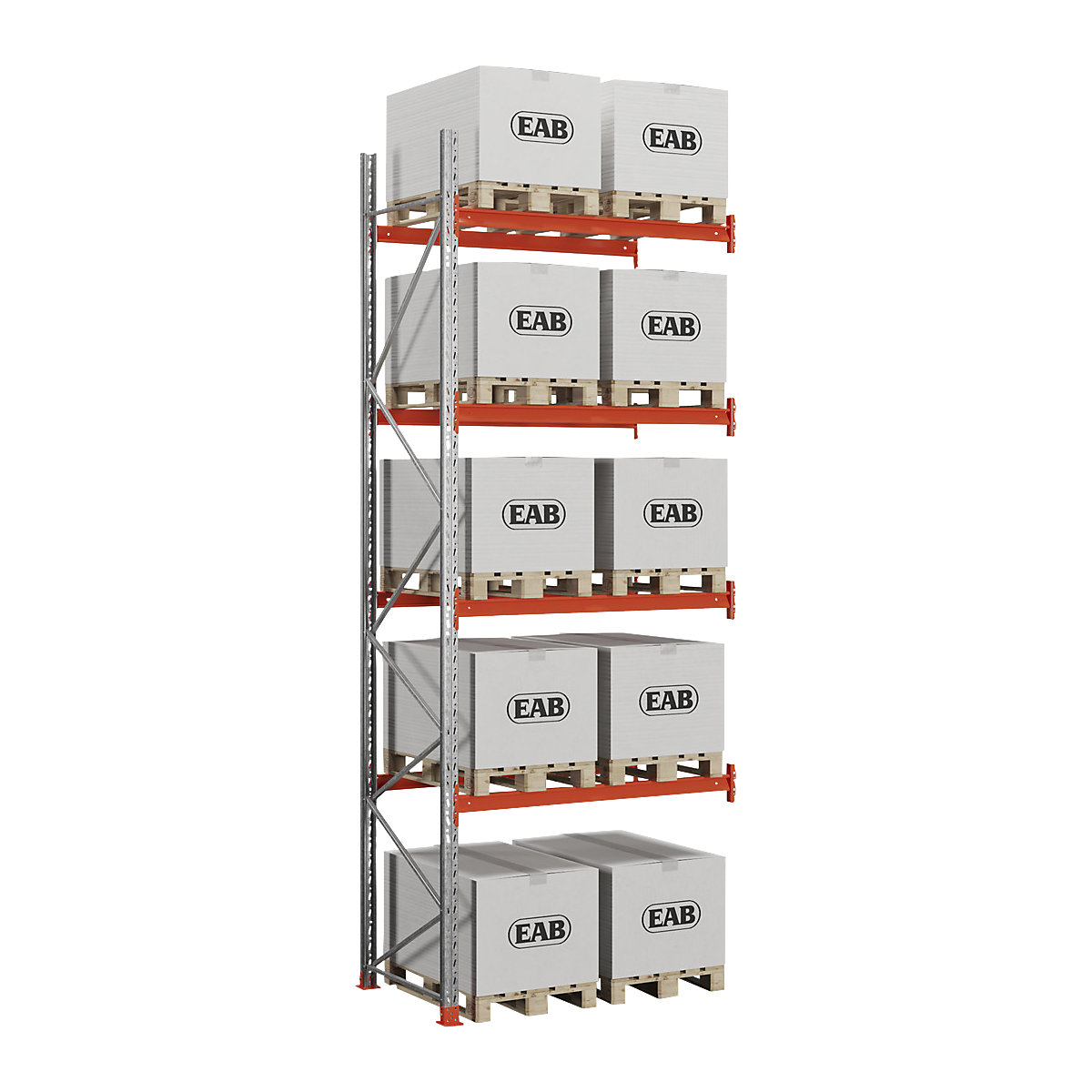 Scaffalatura portapallet, zincato/arancione, alt. x largh. x prof. 5000 x 1940 x 1100 mm, portata ripiani 2000 kg, scaffale aggiuntivo-0