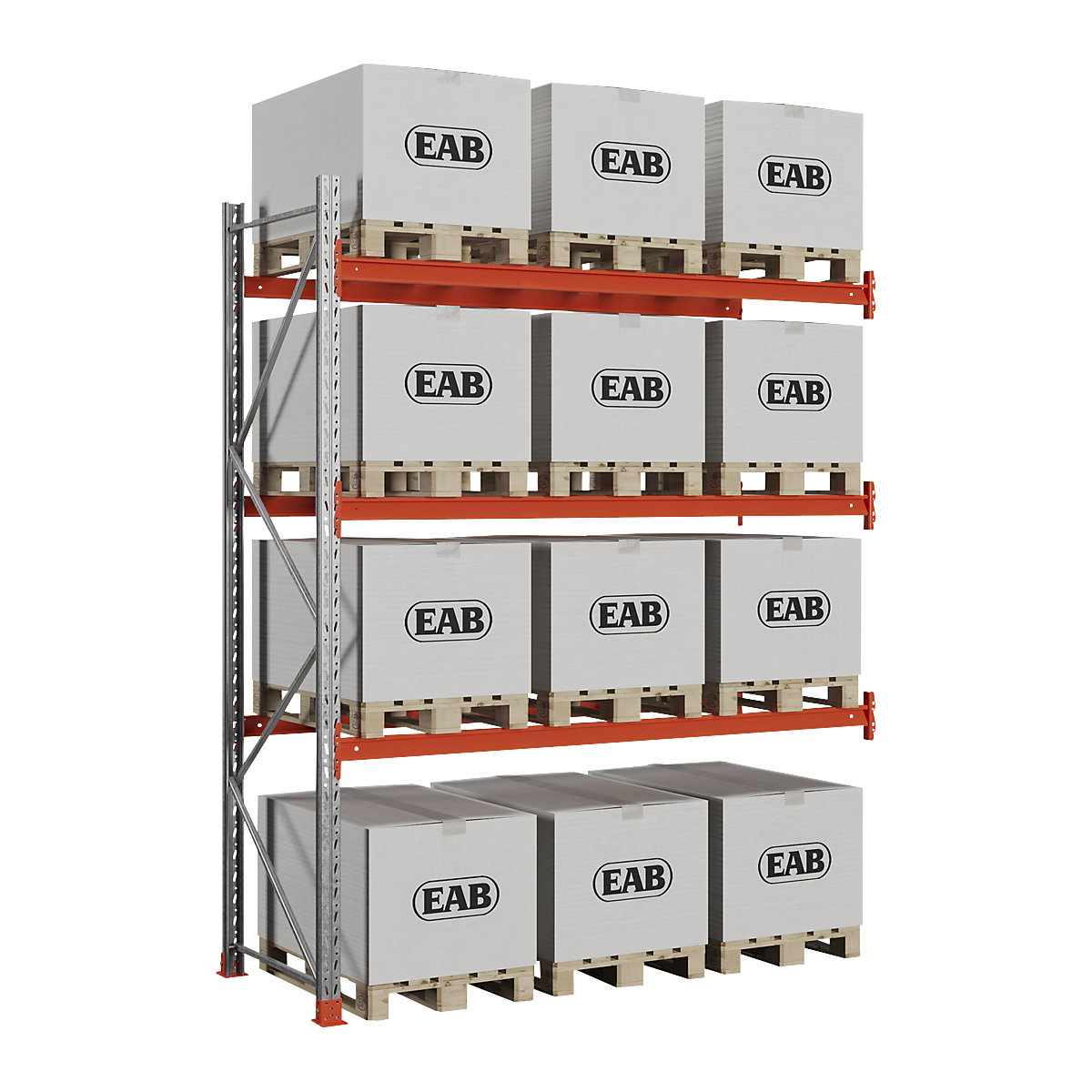 Scaffalatura portapallet, zincato/arancione, alt. x largh. x prof. 3500 x 2840 x 1100 mm, portata ripiani 1650 kg, scaffale aggiuntivo-0