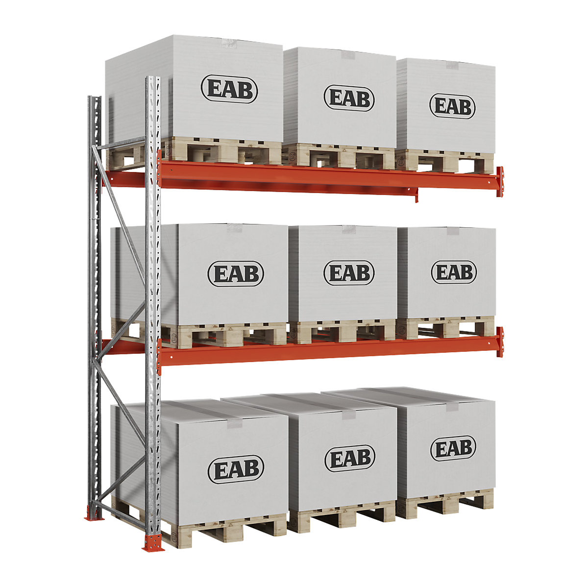 Scaffalatura portapallet, zincato/arancione, alt. x largh. x prof. 3000 x 2840 x 1100 mm, portata ripiani 3000 kg, scaffale aggiuntivo-0