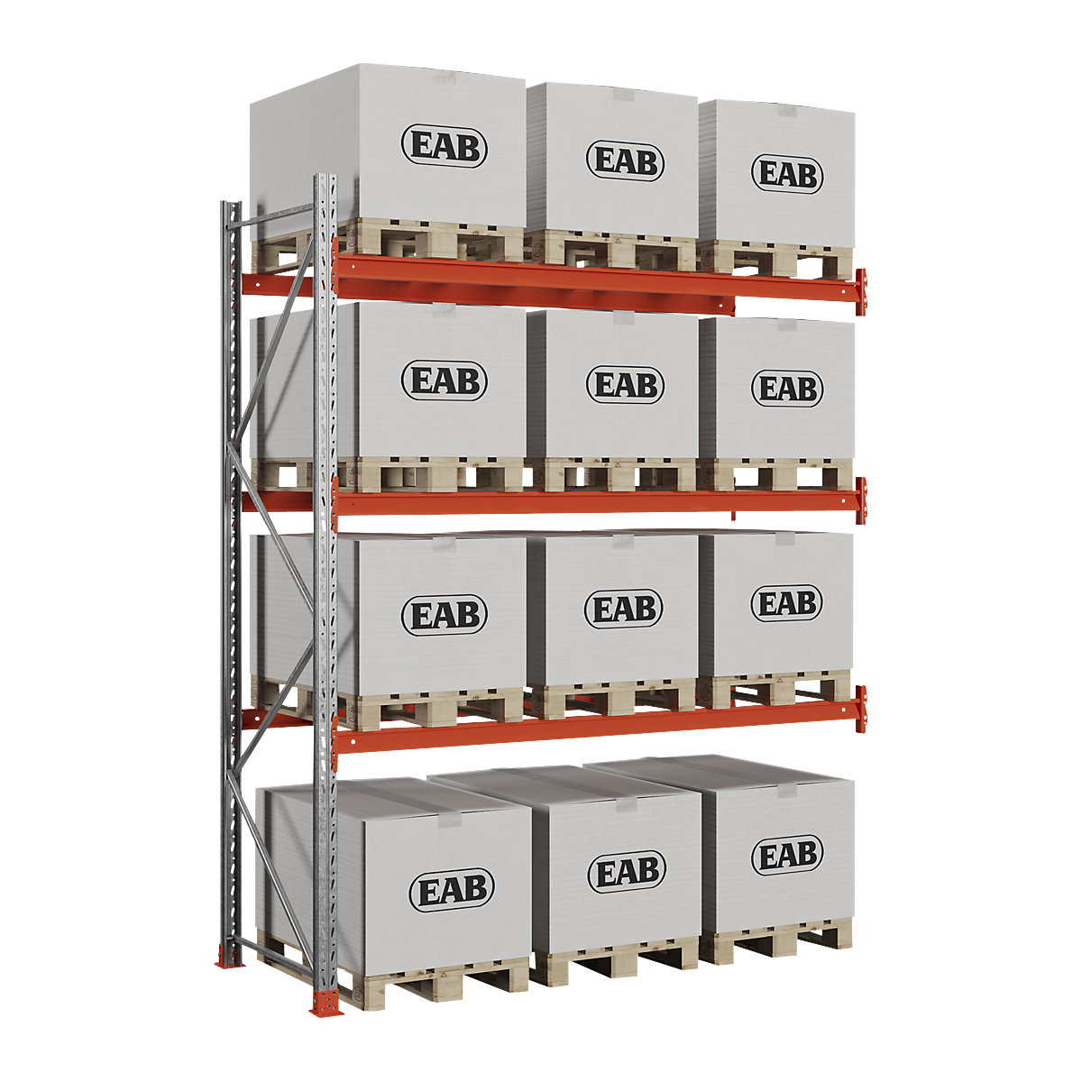 Scaffalatura portapallet, zincato/arancione, alt. x largh. x prof. 3500 x 2840 x 1100 mm, portata ripiani 3000 kg, scaffale aggiuntivo-0