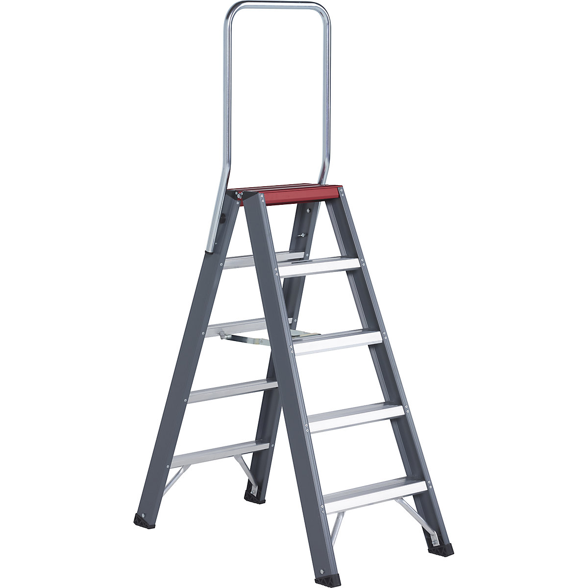 Scala a libro in alluminio – Altrex, salita su ambo i lati, 2 x 5 gradini, altezza di lavoro 3200 mm-0