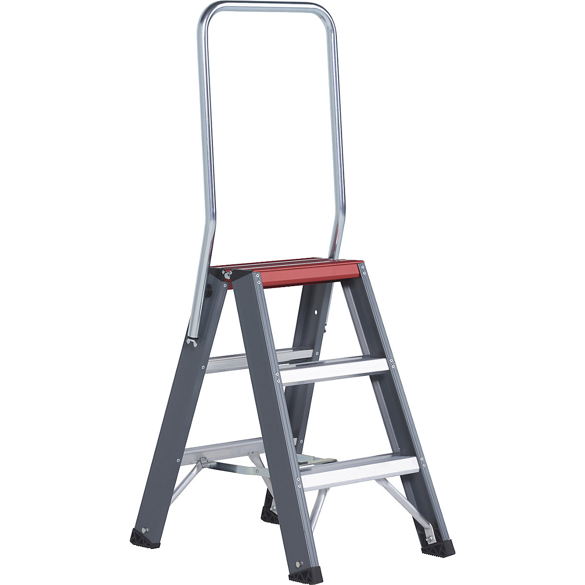 Scala a libro in alluminio – Altrex, salita su ambo i lati, 2 x 3 gradini, altezza di lavoro 2700 mm-0