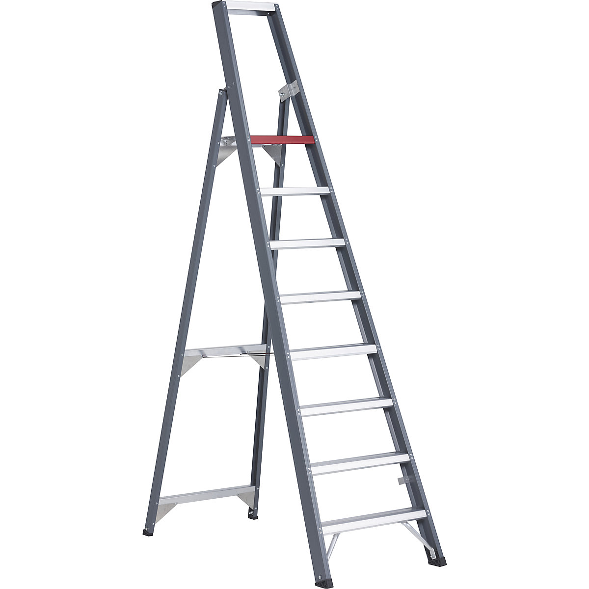 Scala a libro in alluminio, salita da un lato – Altrex, con vaschetta, 8 gradini, altezza di lavoro 3900 mm-0